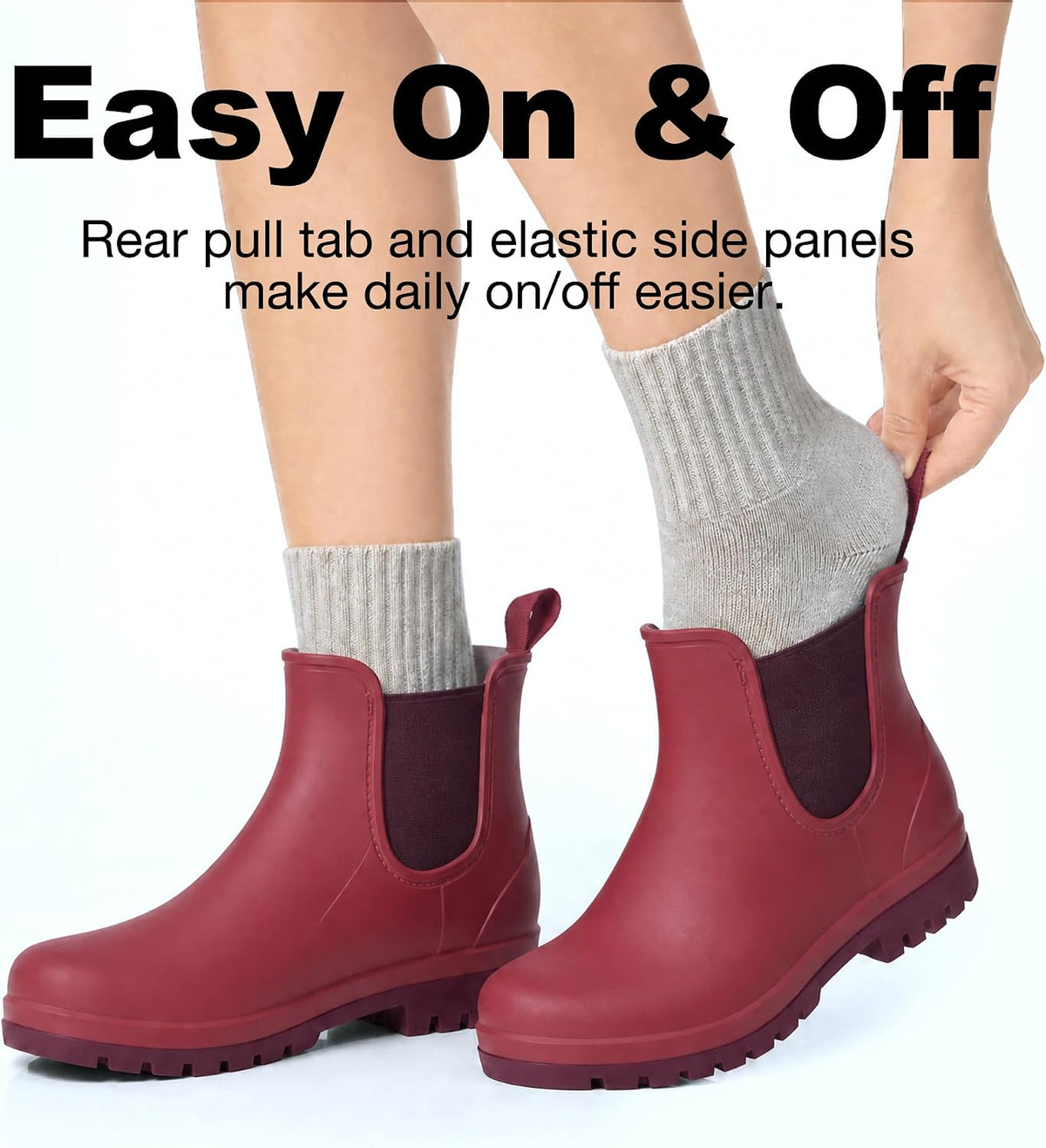 Fashion Short Rain Boots for Women Waterproof Chelsea Ankle Boots | Non-Slip Matte Rubber Boots Lightweight Outdoor Garden Shoes And Work Booties With Arch Support And Removable Comfort Insole