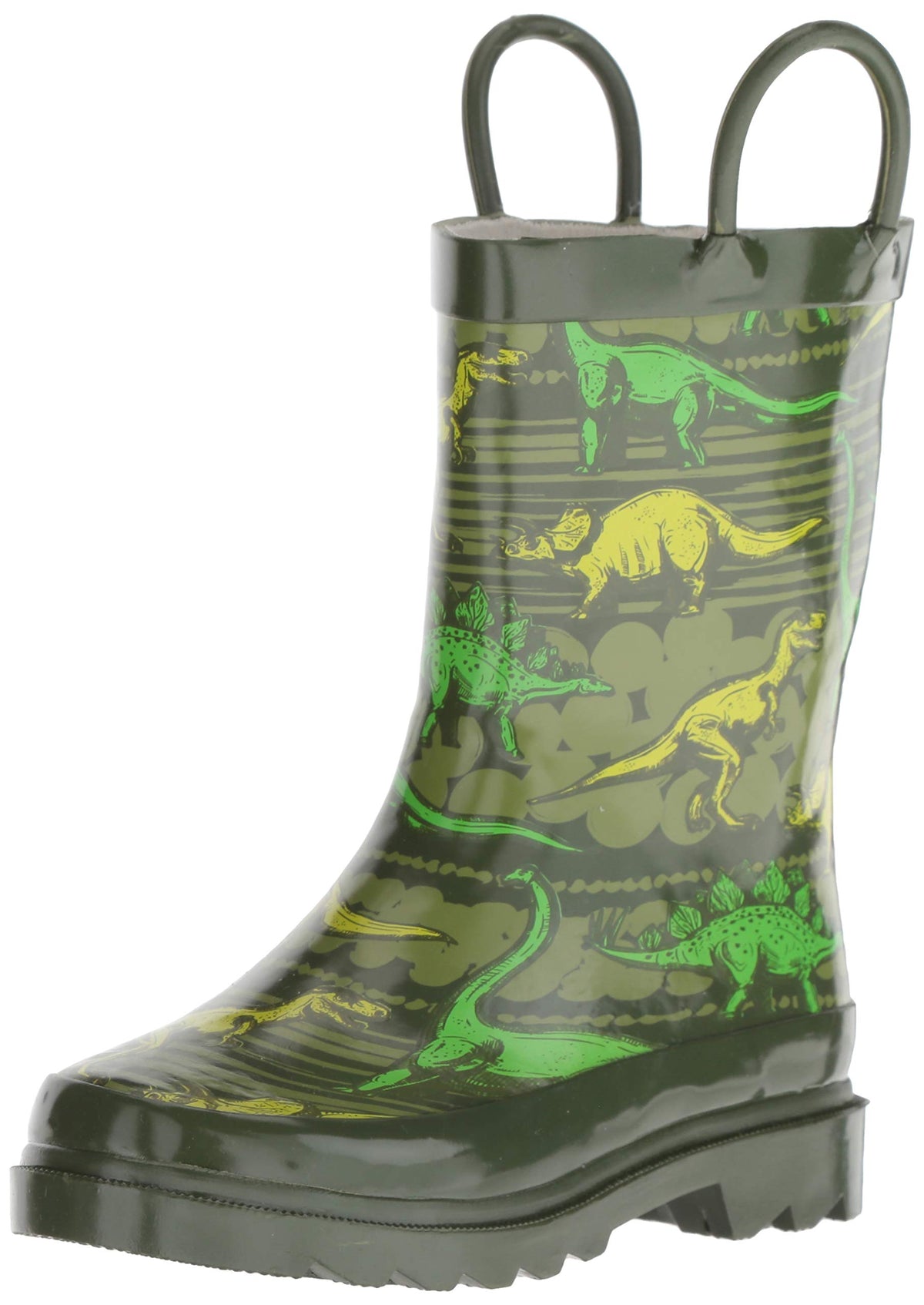 Western Chief Boys Waterproof Printed Rain Boot with Easy Pull On Handles