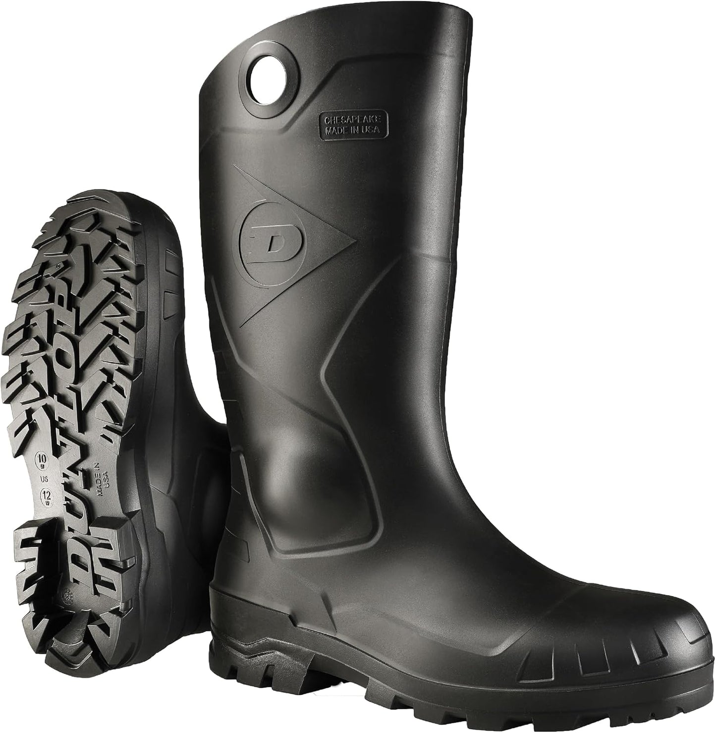 Dunlop Chesapeake Rubber Boots for Men & Women – PVC - Waterproof - Lightweight Garden, Fishing & Rain Boots with Soft Toe and Wide Calf – Black – Size 3–15