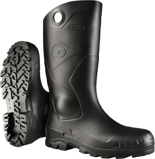 Dunlop Chesapeake Rubber Boots for Men & Women – PVC - Waterproof - Lightweight Garden, Fishing & Rain Boots with Soft Toe and Wide Calf – Black – Size 3–15