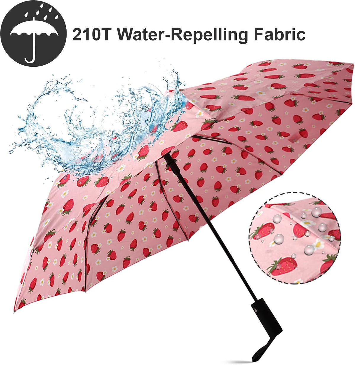 Compact Travel Umbrella with Auto Open – Windproof Folding Umbrella, Lightweight & Portable for Rain