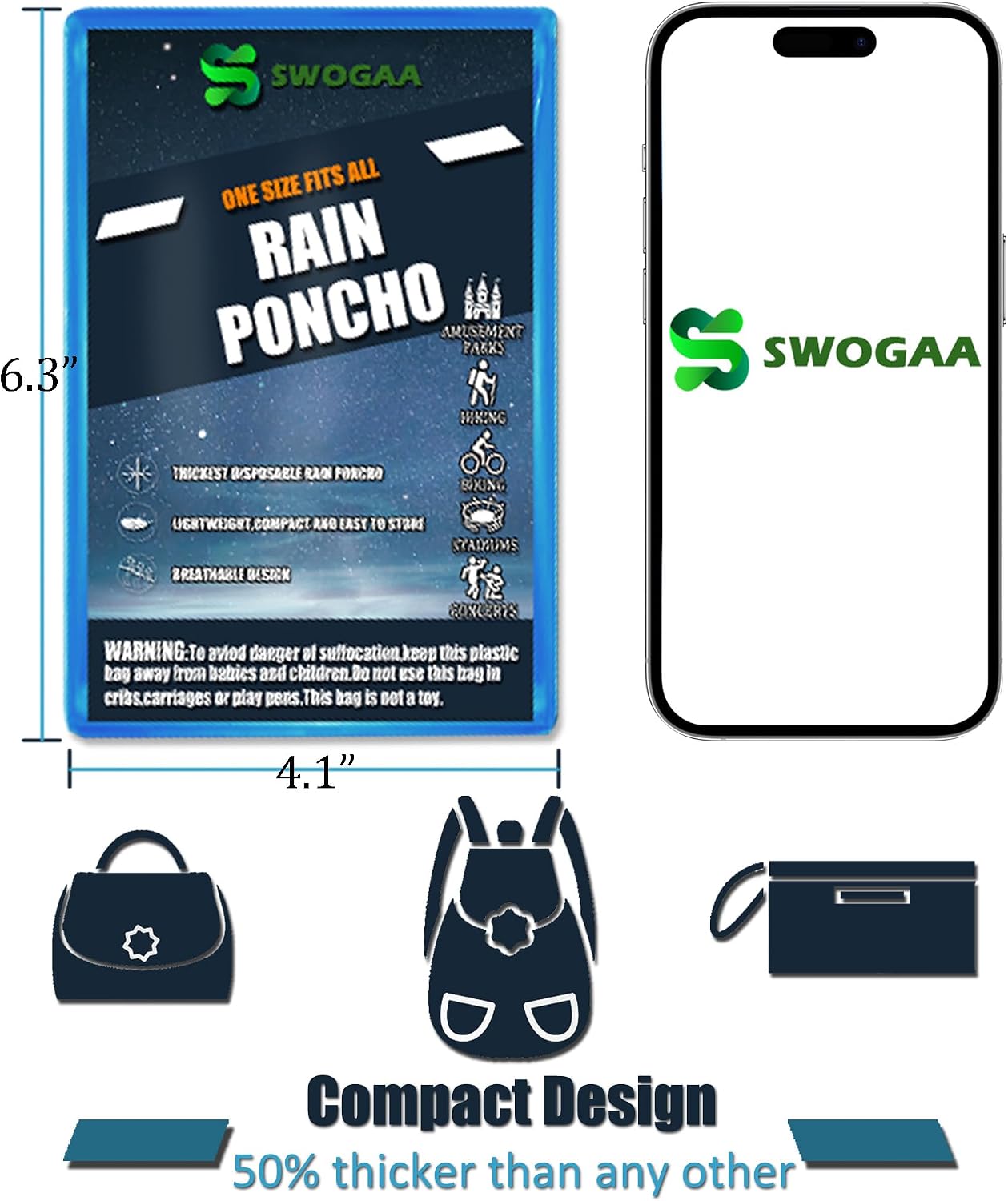 Disposable Rain Ponchos for Kids & Adults 6/10 Pack Extra Thick | Family Pack, Kids 6 Pack, Adults 6 & 10 Pack, Lightweight & Waterproof Emergency Ponchos for Travel & Theme Parks