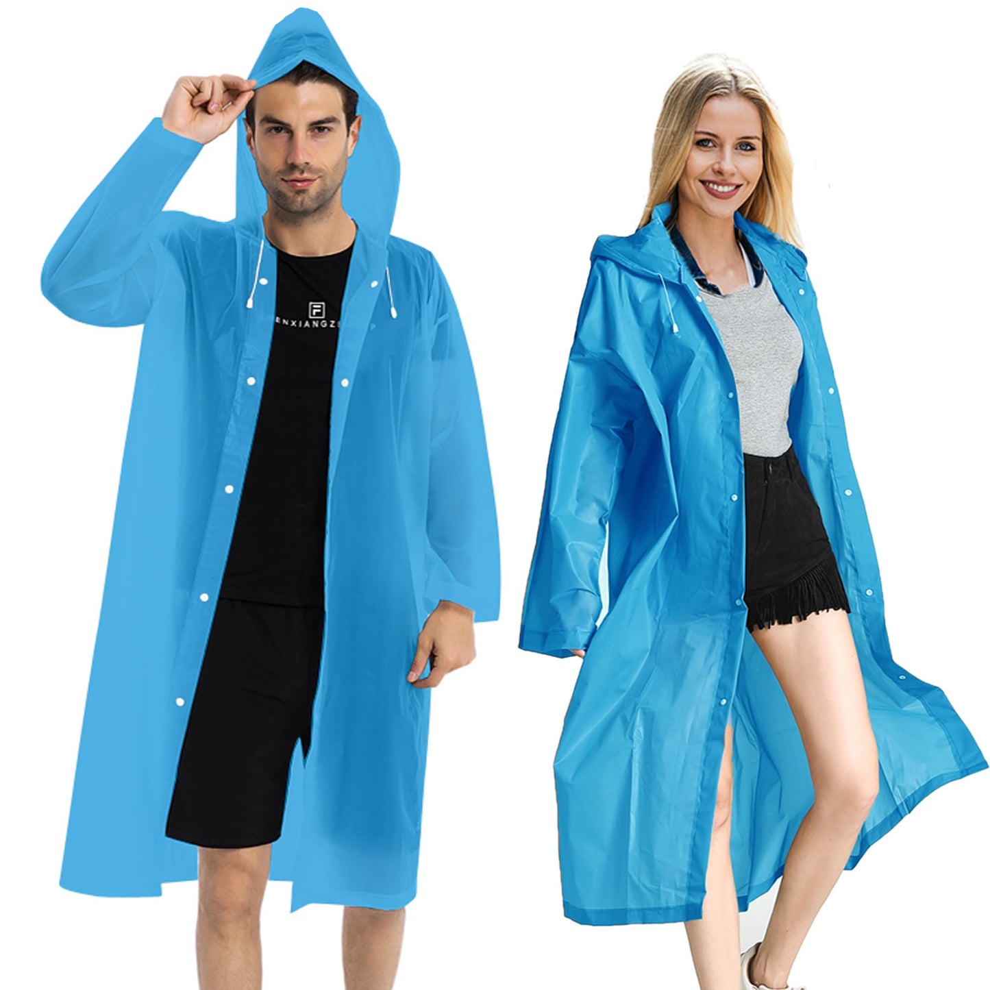 COOY Rain Ponchos for Adults, （2 Pack） EVA Rain Jacket Women Men Rain Coat