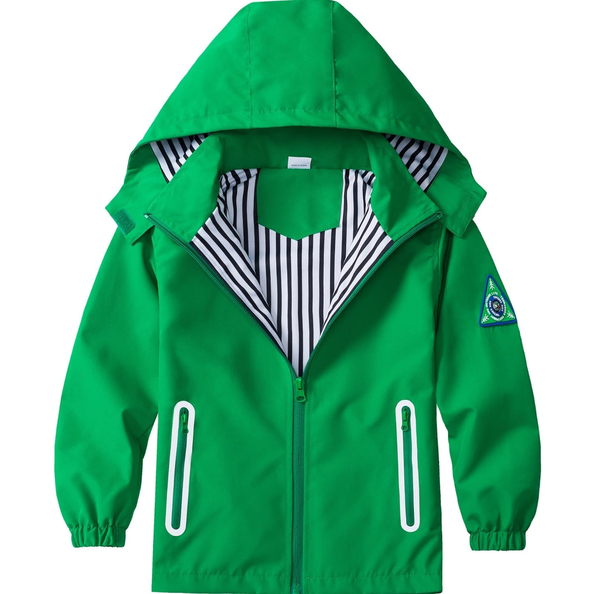 Boys Rain Jacket with Detachable Hood Lightweight Raincoats for Kids