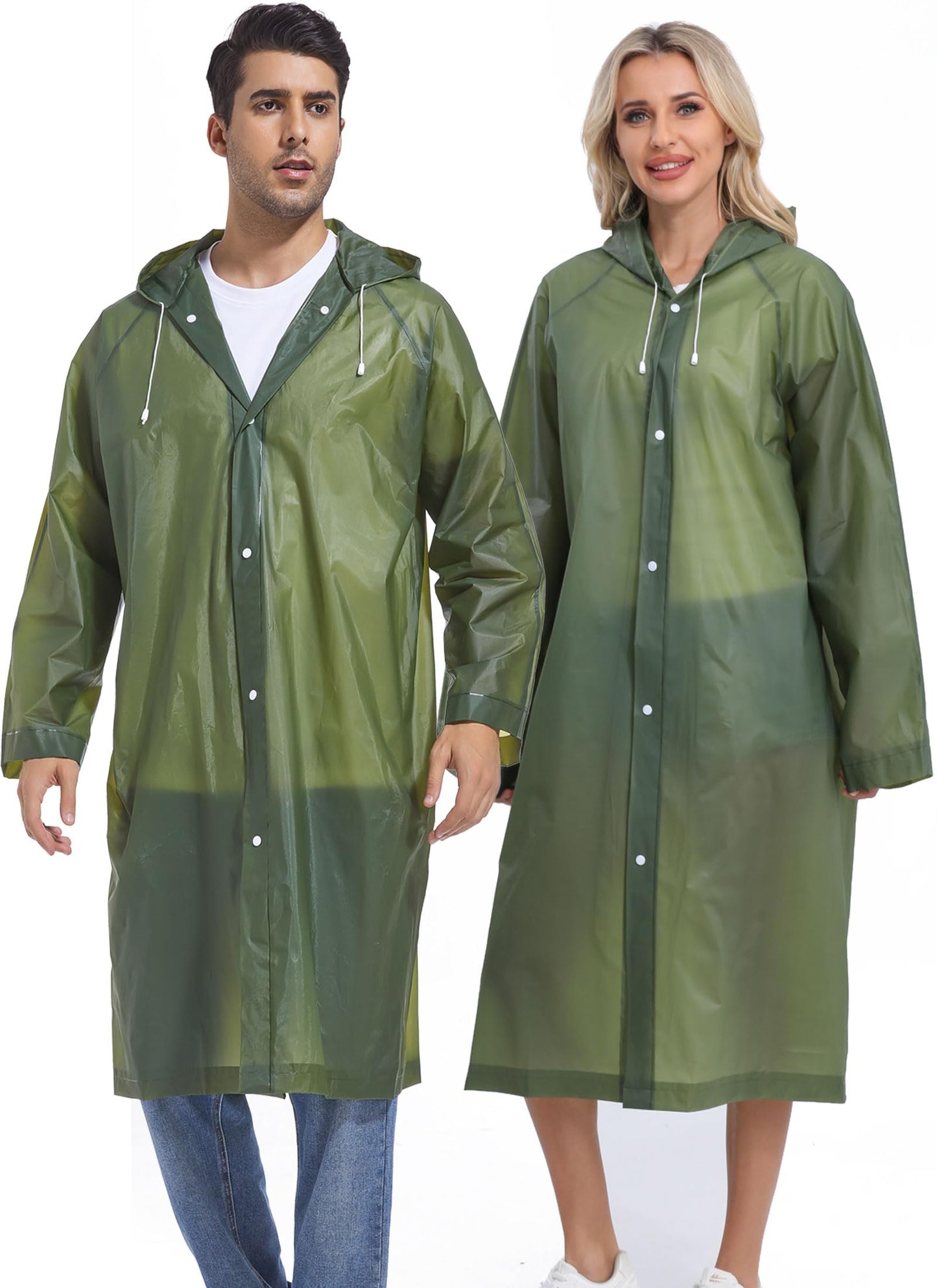 2PCS Rain Ponchos for Adults Reusable Rain Coats for Adults Rain Jackets Raincoats for Men Women