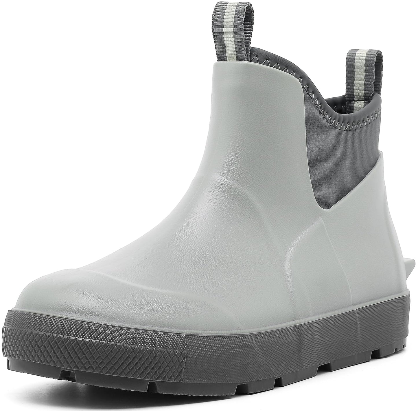 Men's Deck Boots, Waterproof Ankle Rain Boots, Rubber Fishing Boots for Men | Non-Slip Traction, Neoprene Construction, Dual Pull Tabs, Garden Boots for Boating, Sailing, Camping, Farming & Outdoor Work