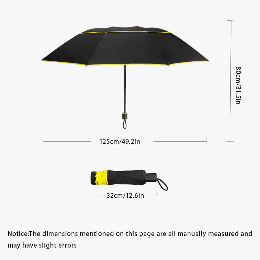 Large Folding Umbrella, 10-Rib Wind-Resistant Rain & Sun Protection, 110cm Diameter, Durable Lightweight Travel Umbrella