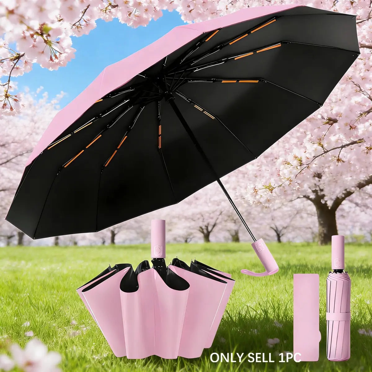 Automatic Folding Umbrella, Portable Pocket Umbrella for Rainy & Sunny Days, UV Protection Windproof Design, Wind Resistant Umbrella for Men Women, Rainproof Umbrella