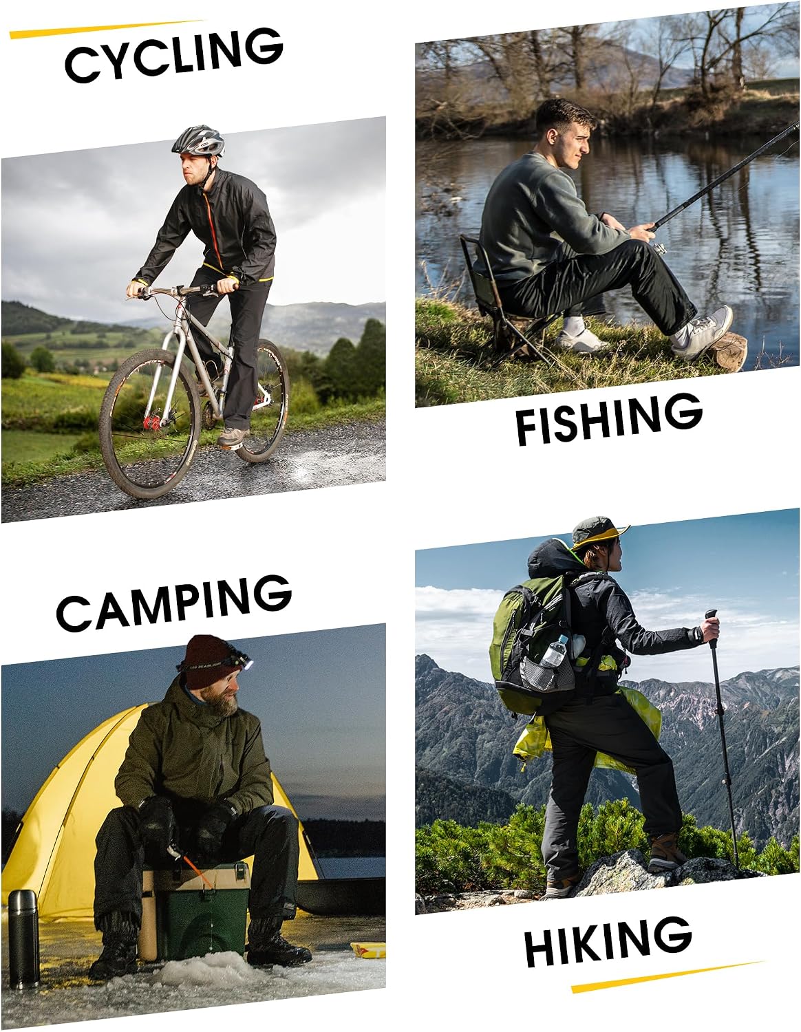 33,000ft Packable Rain Pants for Men Waterproof Lightweight Hiking Pants | Breathable Windproof Rain Over Pants for Golf, Fishing, Work, Zipper Pockets, Reflective Strip, Hook & Loop