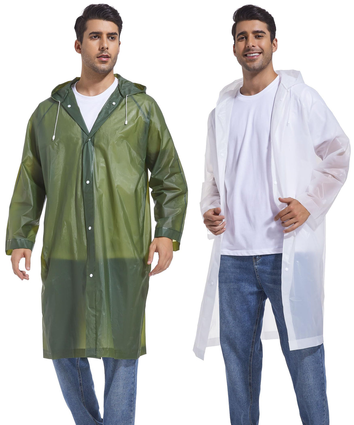 Rain Ponchos for Adults Reusable Raincoats Survival Heavy Duty Military Impermeable 2 Packs Rain Coat…