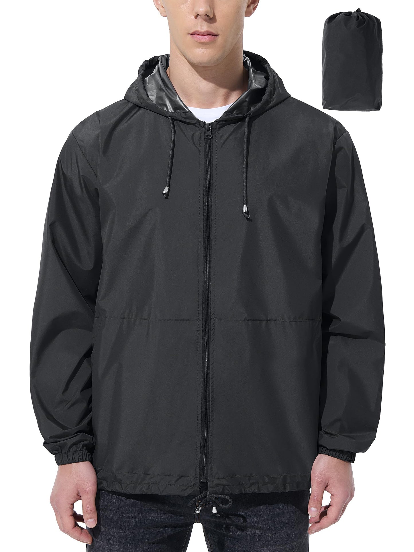 UIQUR Mens Rain Jacket Raincoat Waterproof Windbreaker | Lightweight Packable Design For Hiking, Cycling, Running, Fishing ,Golf,And Other Outdoor Activities
