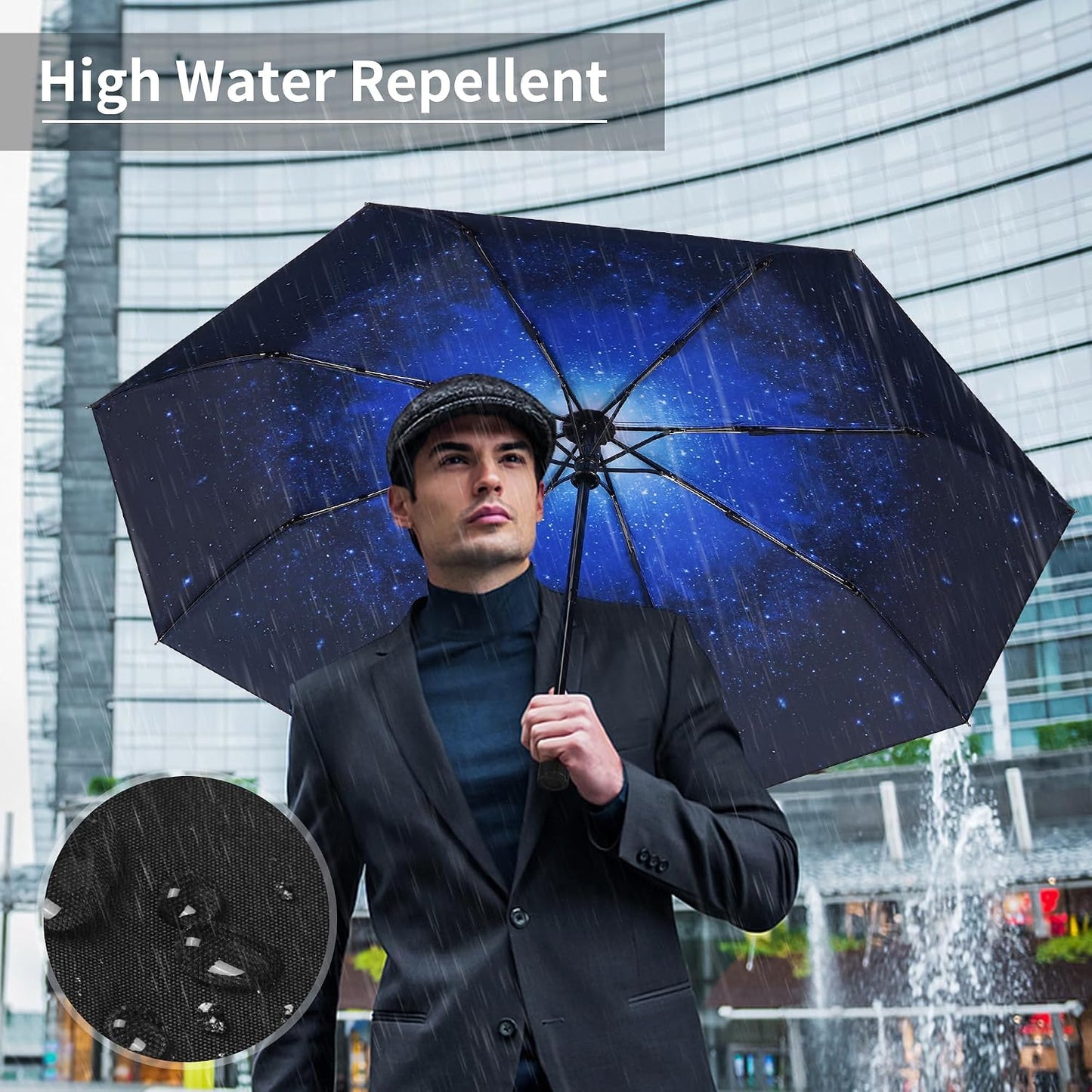 Seniny Windproof Travel Umbrella, Automatic Umbrellas for Rain, Portable & Compact Umbrellas for Backpack, Strong UV for Protection, Folding Small Sun Umbrella for Car, Walking