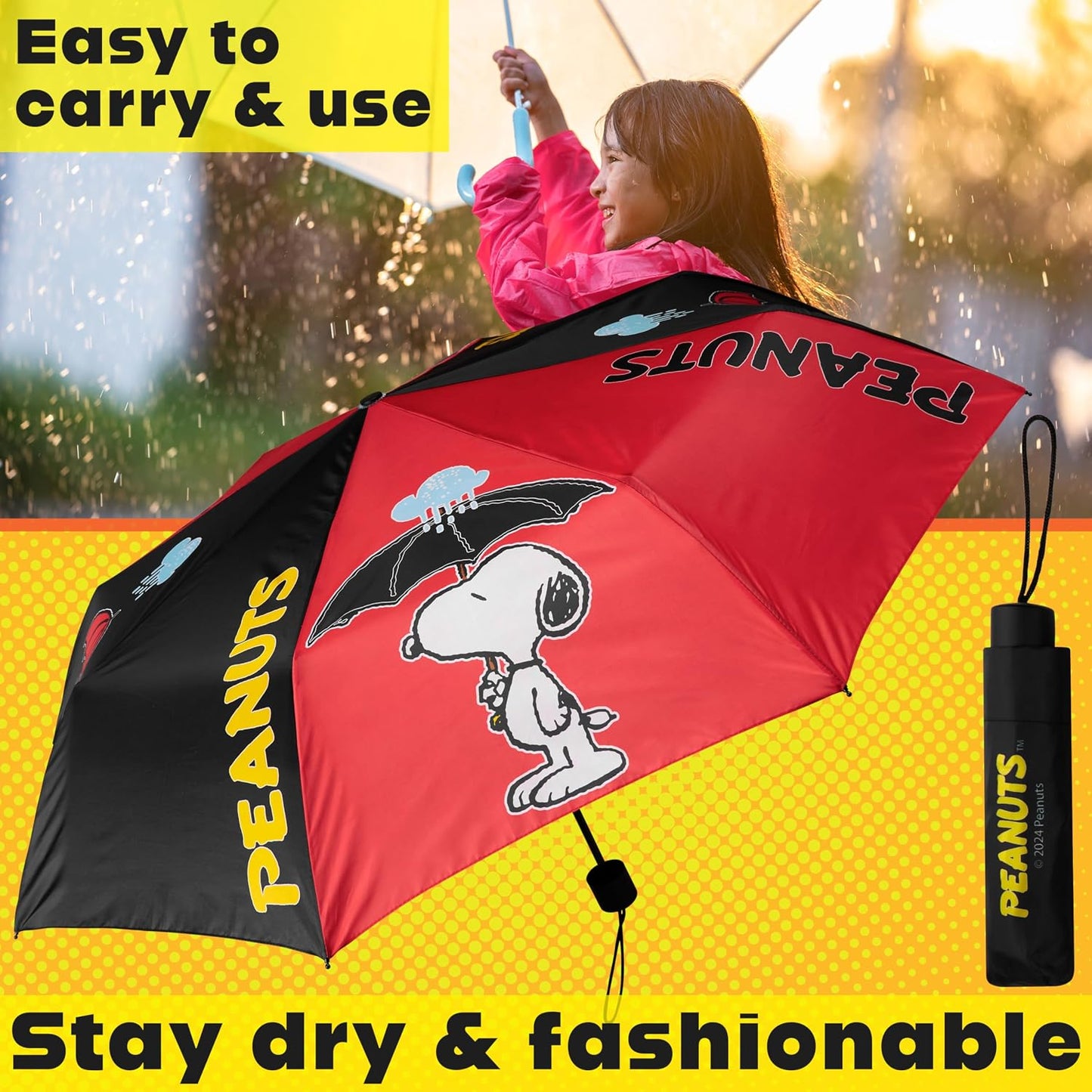 Get Trend Super Mario One Piece Hello Kitty Kids Windproof Travel Umbrella | Strong Folding Compact Umbrellas for Rain, Lightweight, Portable Kids Travel Essentials, Fits Backpack & Car, Gifts for Boys