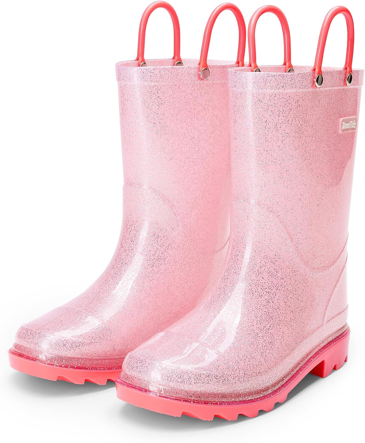 DREAM PAIRS Kids Glitter Rain Boots | Waterproof,Easy-on handles,Lightweight,Non-Slip sole,Rain puddle outdoor play,Girls Boys Toddler