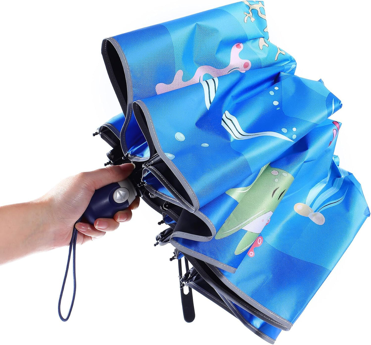 Hannstar Automatic Kids Umbrella, Folding Telescopic Toddler Umbrella for girls & boys, UV/Sun Protection - Strong and Portable - Compact, Durable, Lightweight Cute Kitty Brolly