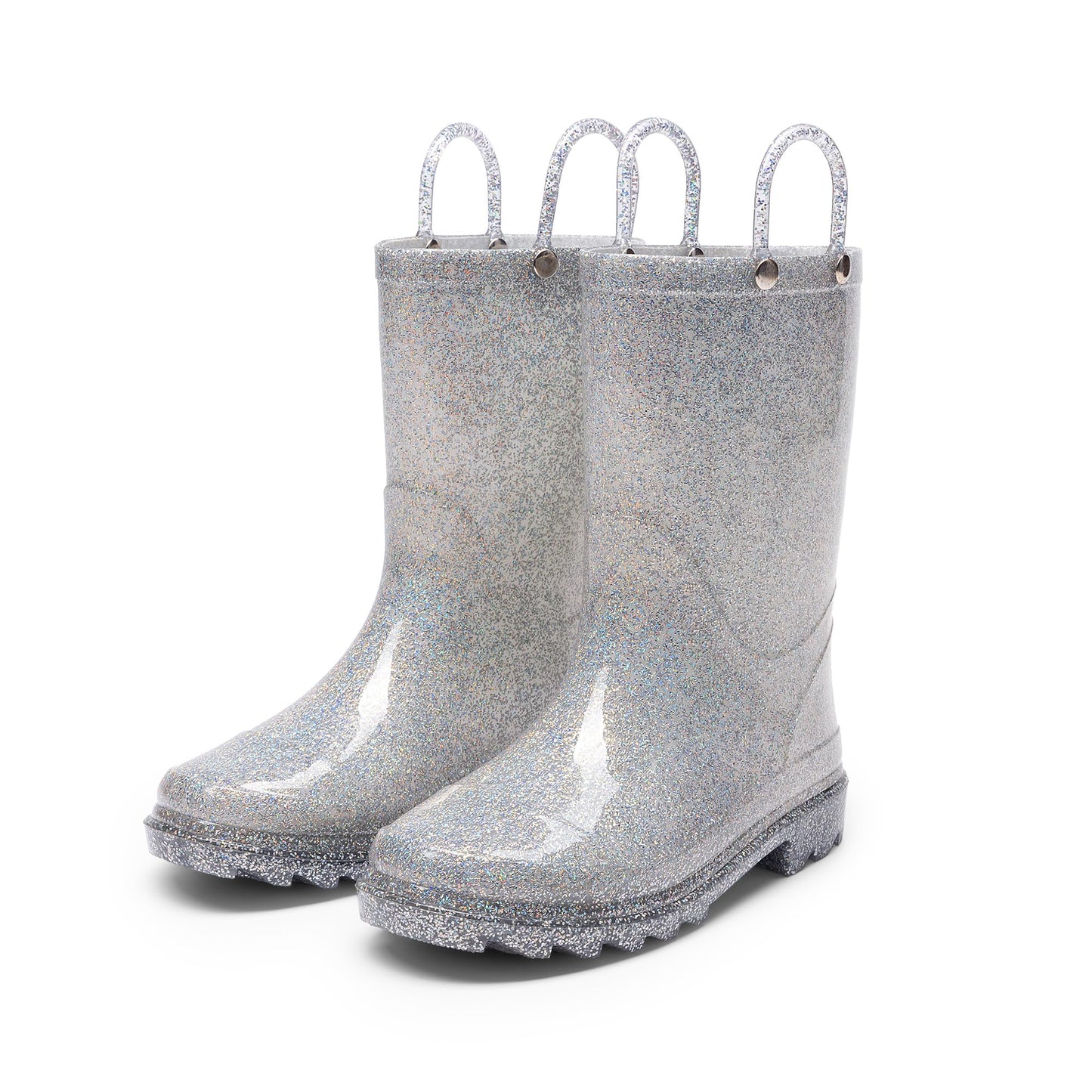 DREAM PAIRS Kids Glitter Rain Boots | Waterproof,Easy-on handles,Lightweight,Non-Slip sole,Rain puddle outdoor play,Girls Boys Toddler