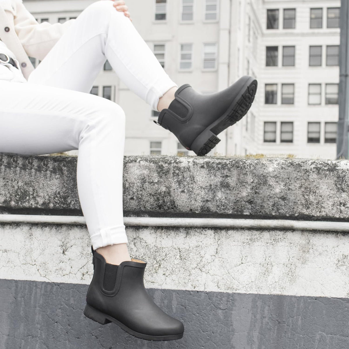Chooka Women's Delridge Waterproof Faux Fur Chelsea Rain Boot Slip On | Ladies pull-on street style shoes with plush lining, built for puddles, styled for the city