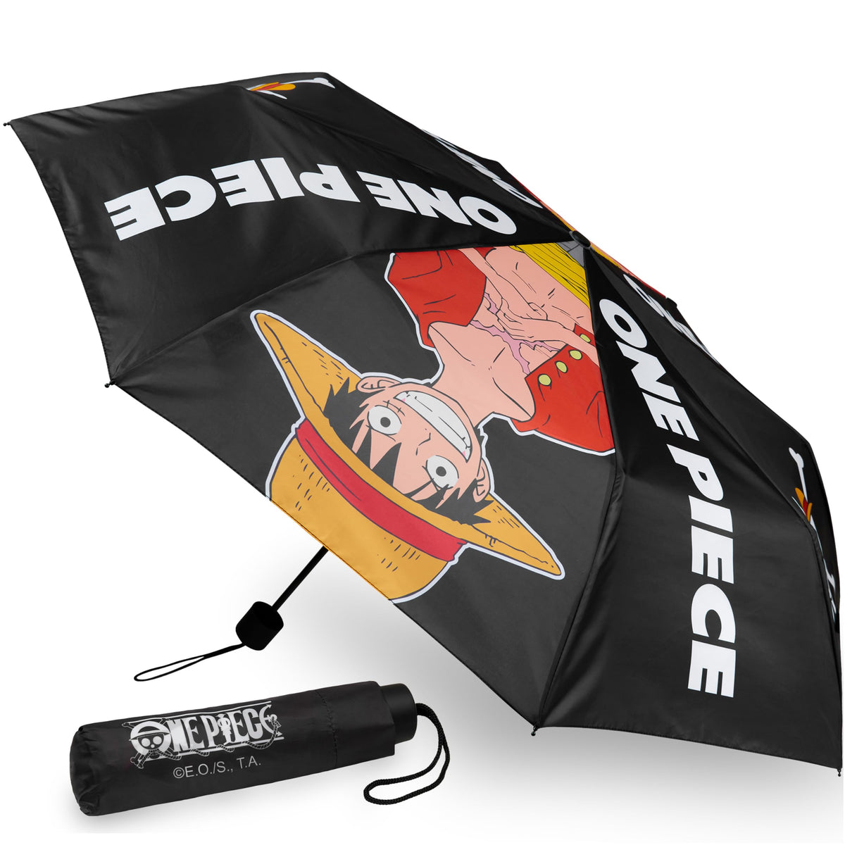 Get Trend Super Mario One Piece Hello Kitty Kids Windproof Travel Umbrella | Strong Folding Compact Umbrellas for Rain, Lightweight, Portable Kids Travel Essentials, Fits Backpack & Car, Gifts for Boys