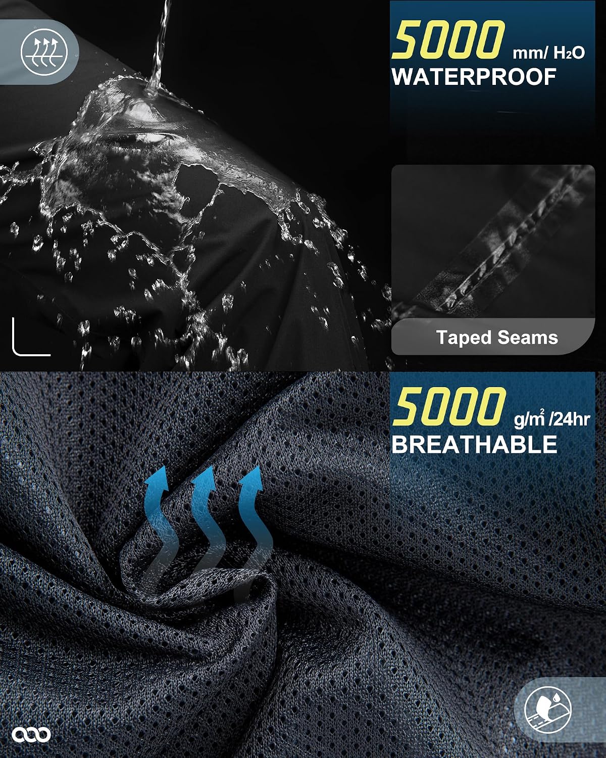 33,000ft Men's Rain Pants, Waterproof Rain Over Pants, Windproof Outdoor Pants for Hiking, Fishing