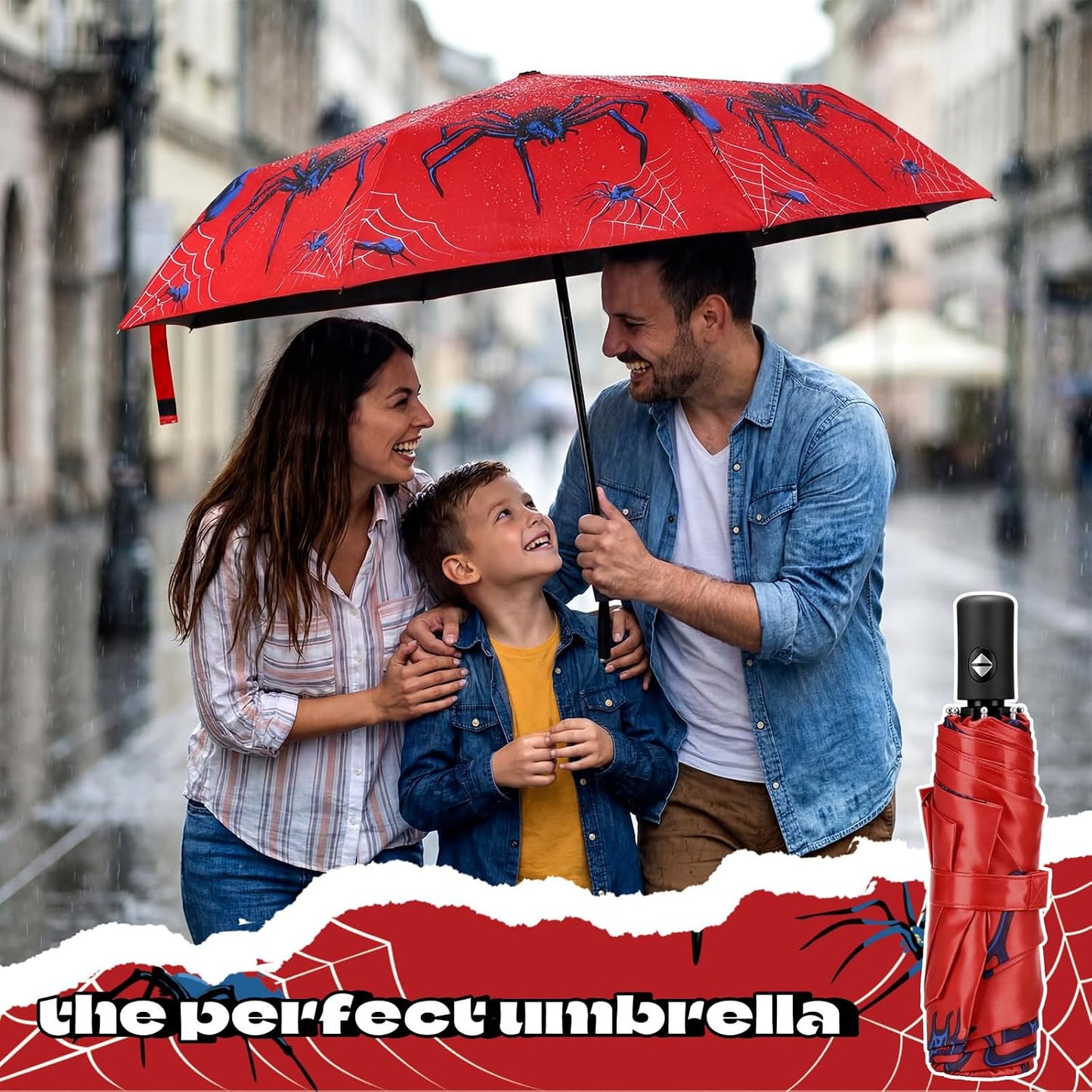 Aliceset 1 Pcs Automatic Folding Umbrella, Adults Folding Telescopic Travel Umbrella for Rain Protection Windproof