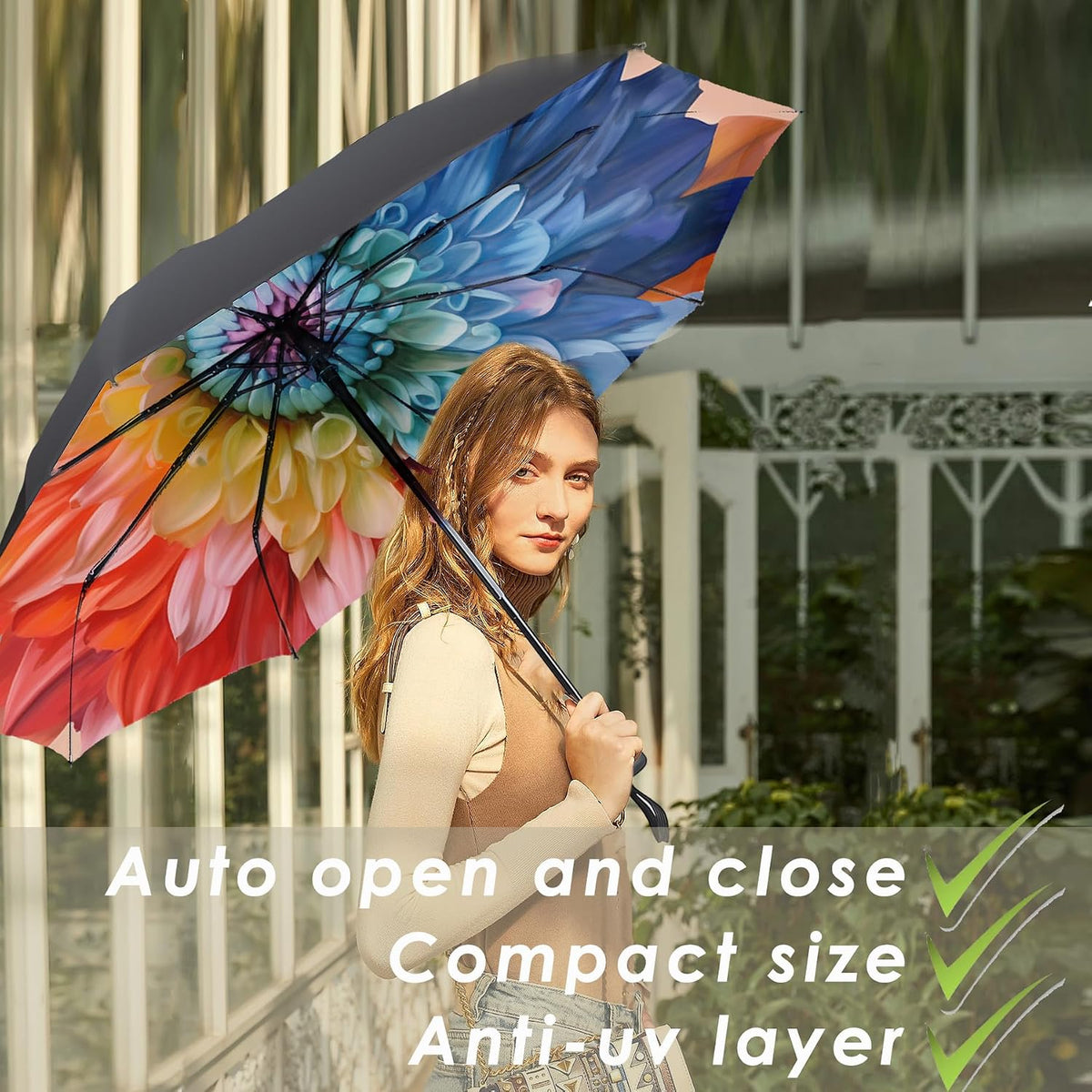 MRTLLOA Travel Essentials Mini/Compact Umbrella for Purse | Small Lightweight, UV Sun Protection, Tiny Umbrella for Men and Women