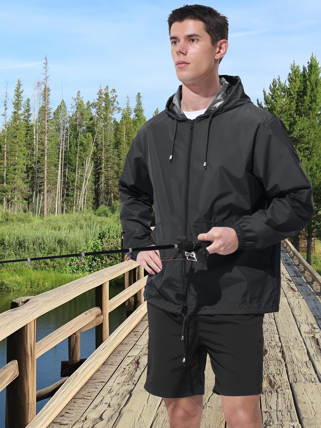 UIQUR Mens Rain Jacket Raincoat Waterproof Windbreaker | Lightweight Packable Design For Hiking, Cycling, Running, Fishing ,Golf,And Other Outdoor Activities
