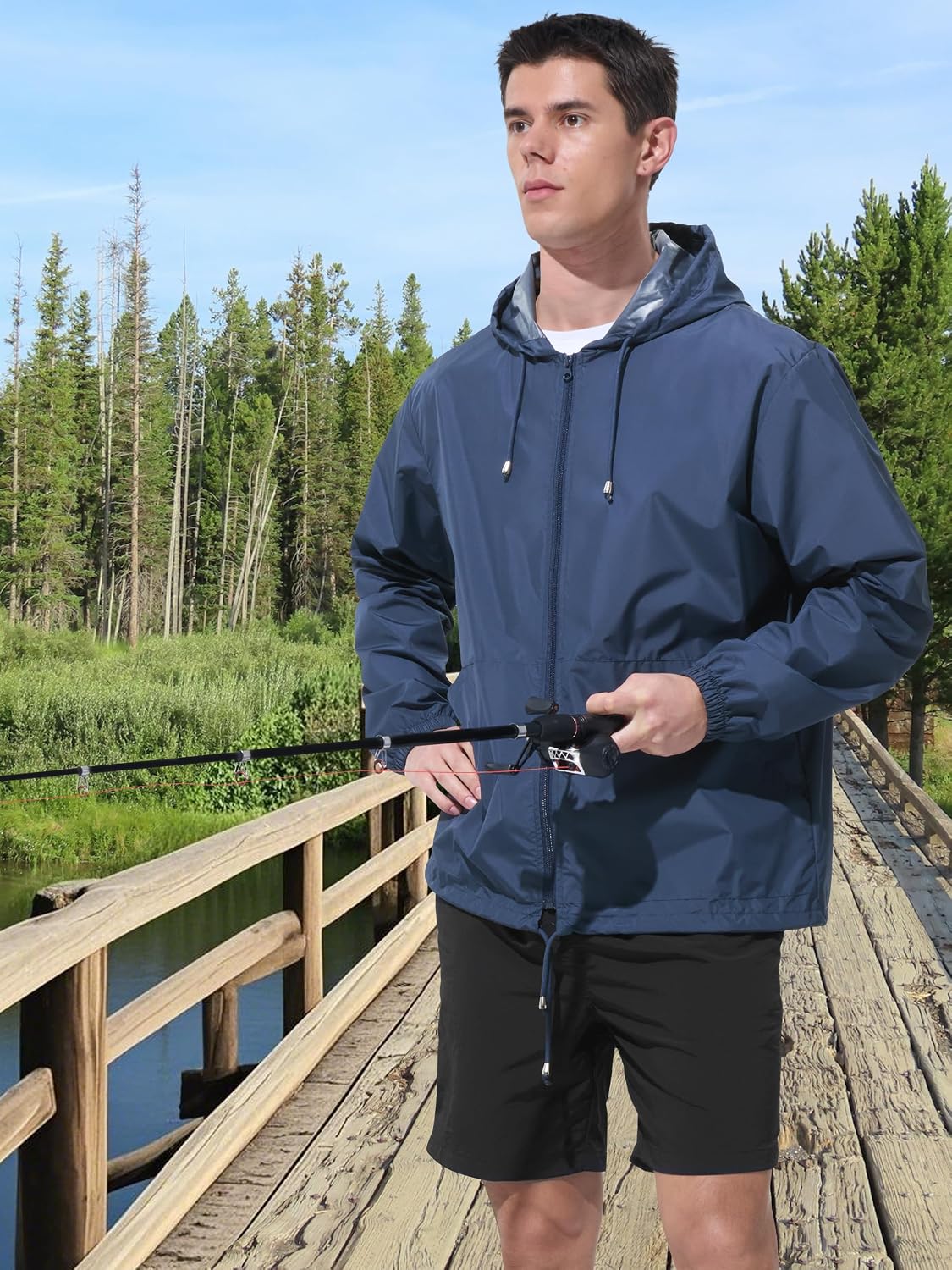 UIQUR Mens Rain Jacket Raincoat Waterproof Windbreaker | Lightweight Packable Design For Hiking, Cycling, Running, Fishing ,Golf,And Other Outdoor Activities