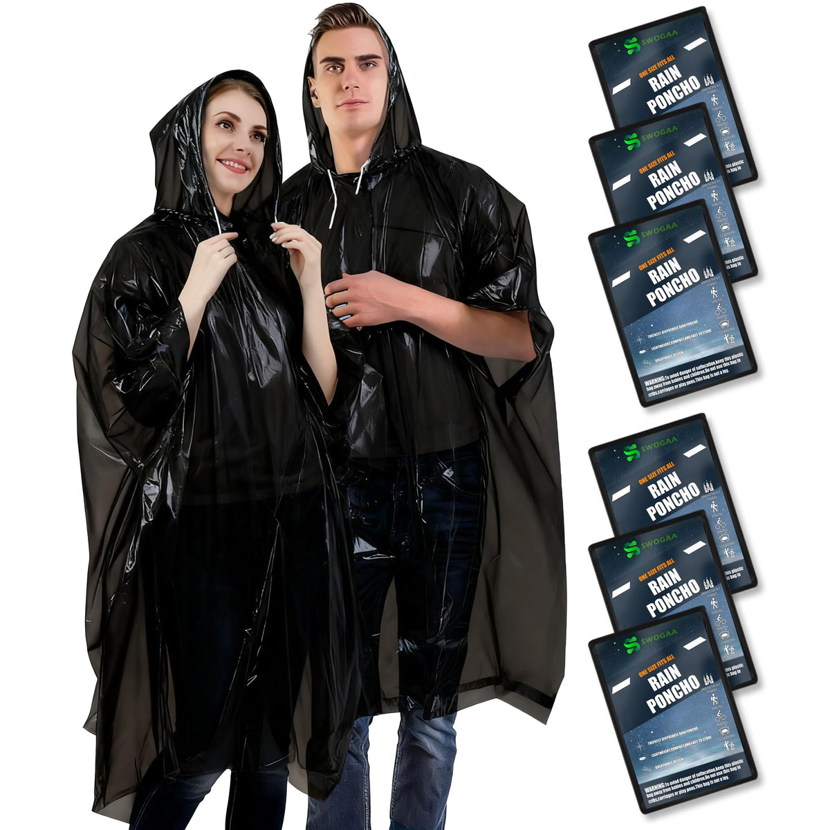 Disposable Rain Ponchos for Kids & Adults 6/10 Pack Extra Thick | Family Pack, Kids 6 Pack, Adults 6 & 10 Pack, Lightweight & Waterproof Emergency Ponchos for Travel & Theme Parks