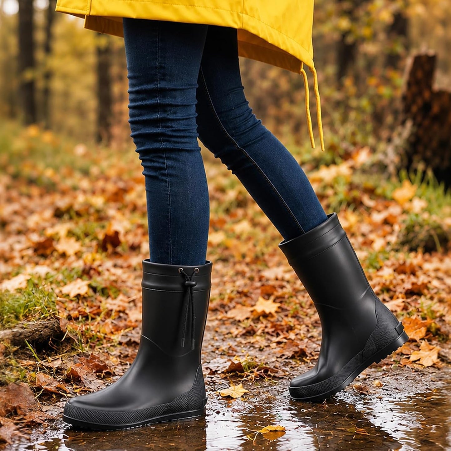 Asgard Women's Mid Calf Rain Boots Collar Gardening Boots Ultra Lightweight Portable Garden Shoes | Ultra-soft Waterproof Garden Shoes, Foldable Adjustable Collar Rubber Short Boots