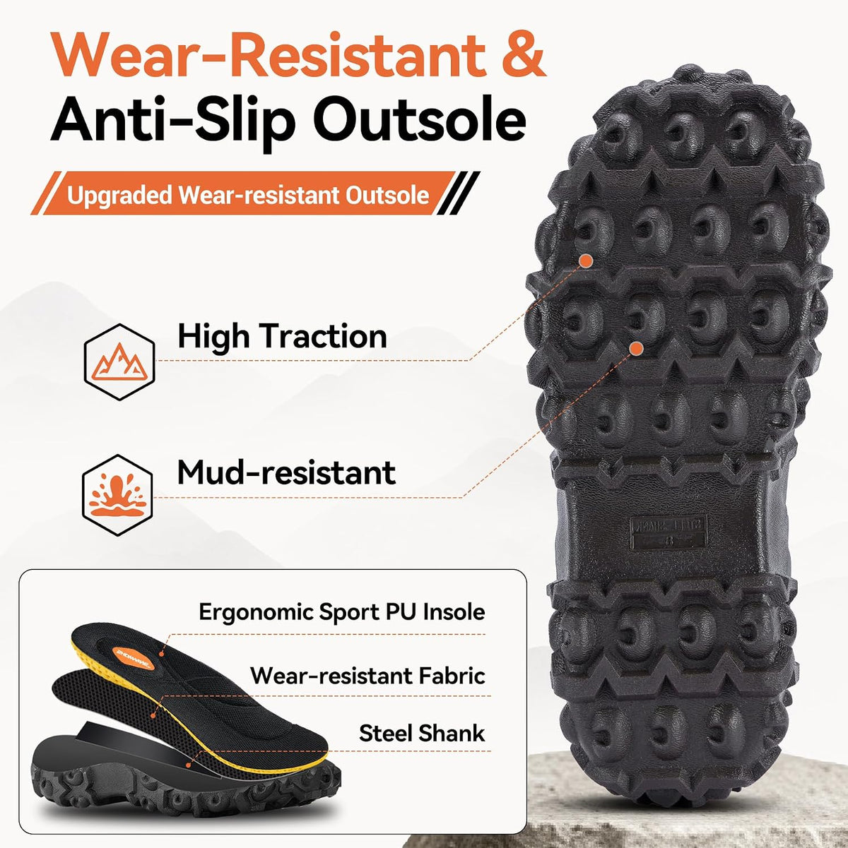 Men's Ankle Rain Boots Waterproof Rubber Garden Boot Mud Booties | Breathable Hunting Booties Insulated Mud Boots, Non-Slip, Durable Slip-On Garden Boots for Farm Yard Chore Fishing