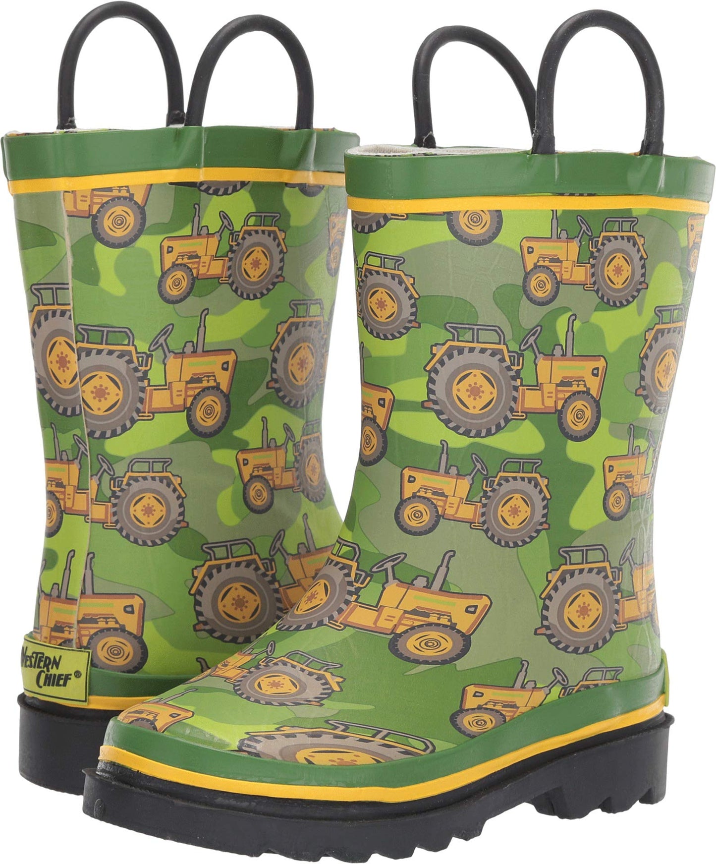 Western Chief Boys Waterproof Printed Rain Boot with Easy Pull On Handles