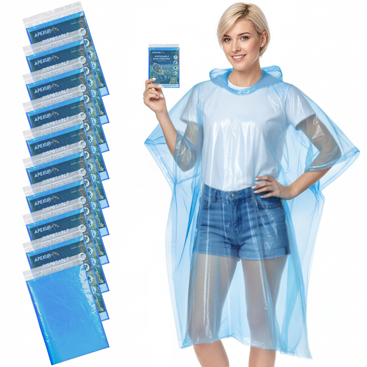 Disposable Rain Ponchos for Adults, 5PK/10PK/50PK Emergency Rain Poncho for Camping Hiking Travelling
