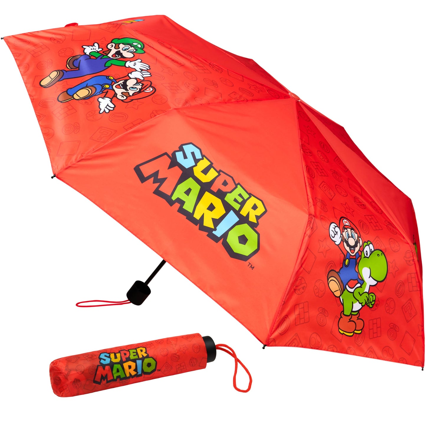 Get Trend Super Mario One Piece Hello Kitty Kids Windproof Travel Umbrella | Strong Folding Compact Umbrellas for Rain, Lightweight, Portable Kids Travel Essentials, Fits Backpack & Car, Gifts for Boys