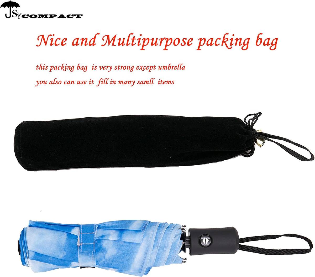 SY COMPACT Travel Umbrella - Windproof Automatic Compact Umbrellas for Rain | Small & Portable, UV Sun Protection, 11" Folded Travel Size, Fits in Backpack & Car, for Walking & Commutes, Factory Direct