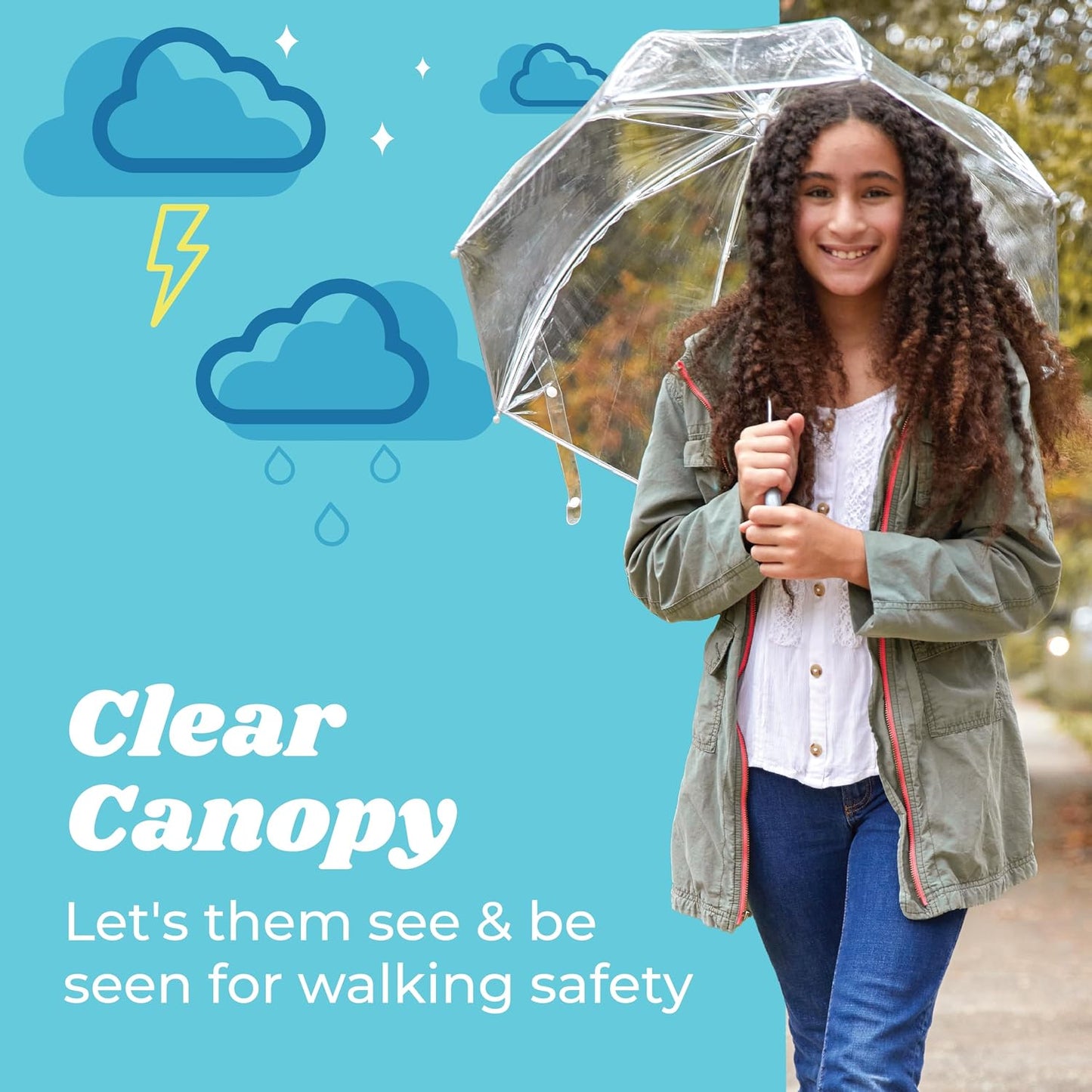 totes Kids Lightweight Dome Canopy Bubble Umbrella with Wind and Rain Protection