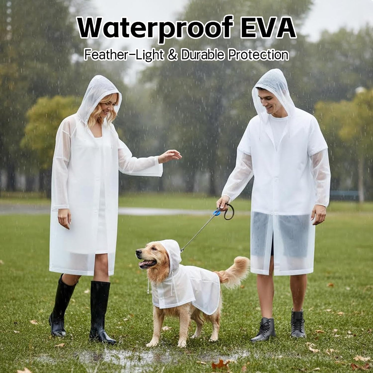 (2 Pack) Rain Ponchos for Adults Reusable, Waterproof EVA Raincoats | Raincoats with Hood and Drawstring for Women & Men, Lightweight Emergency Raincoats for Theme Parks and Music Festivals