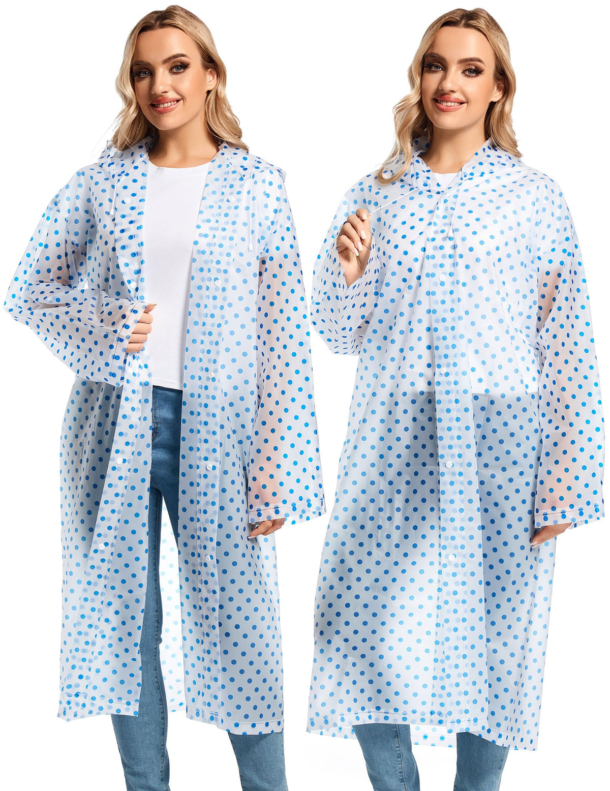 2PCS Rain Ponchos for Adults Reusable Rain Coats for Adults Rain Jackets Raincoats for Men Women