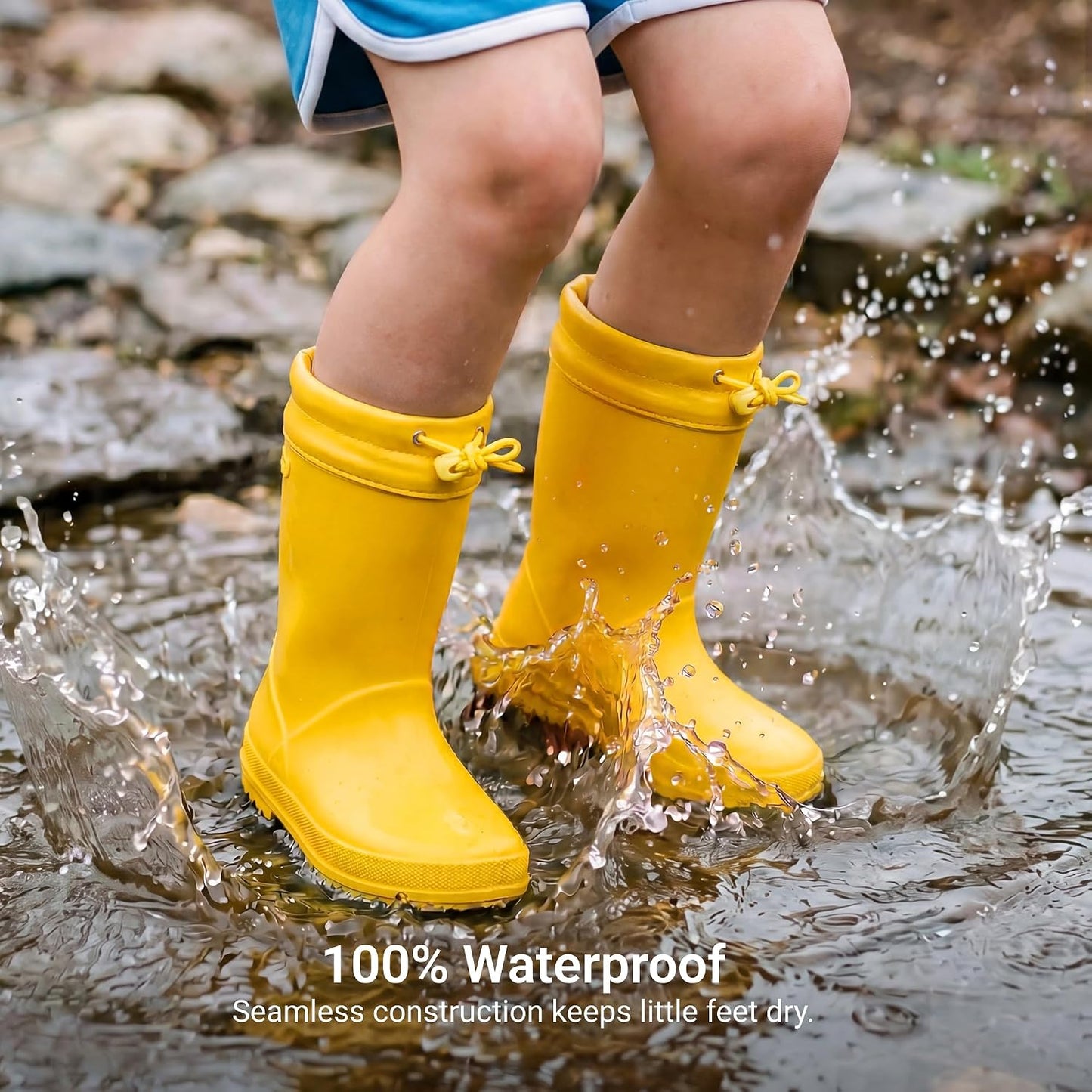 DREAM PAIRS Kids Waterproof Fleece Lined Rain Boots | Lightweight,Non-Slip Outsole,Easy-On,Outdoor Rainy Play,Unisex Boys Girls Toddler