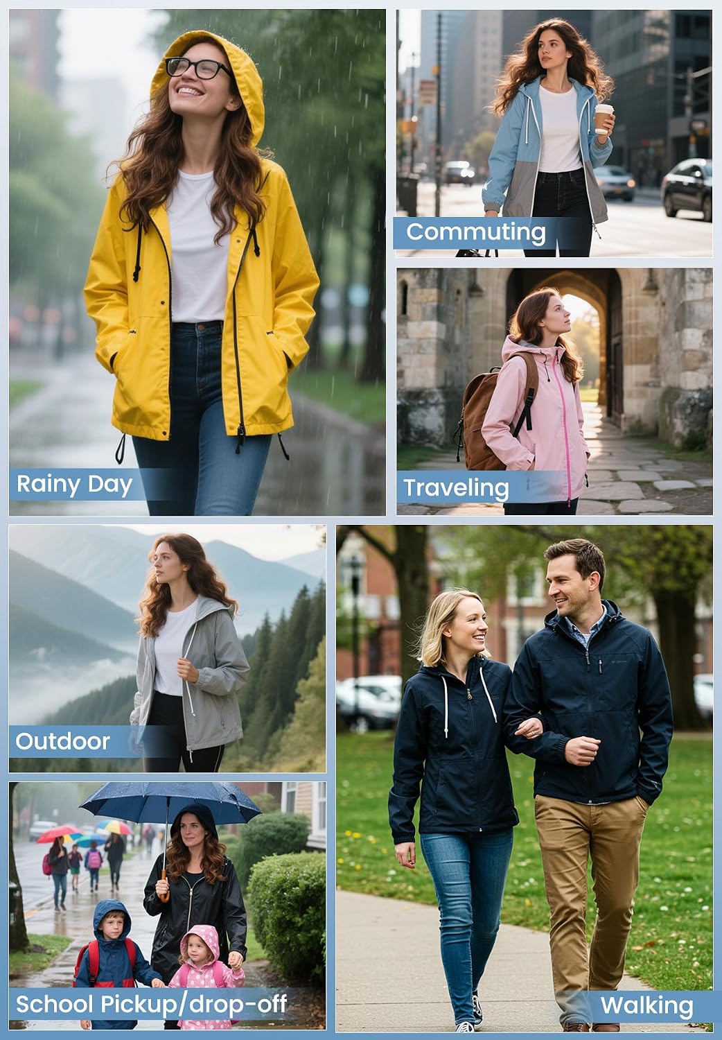 Zando Lightweight Rain Jacket Women Packable Waterproof Raincoat with Hood | Windbreaker Jacket Women, Light Raincoats for Drizzle, Rain Coats for Travel, Hiking and Commute