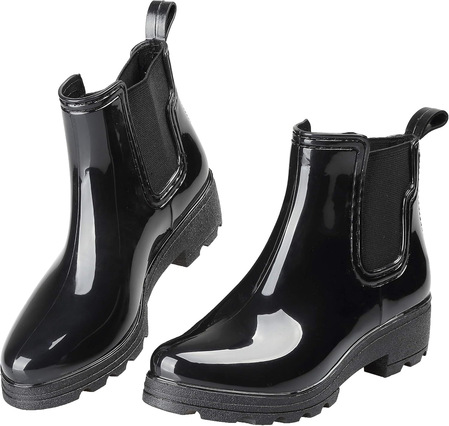 Women's Short Rain Boots Waterproof Slip On Ankle Chelsea Booties