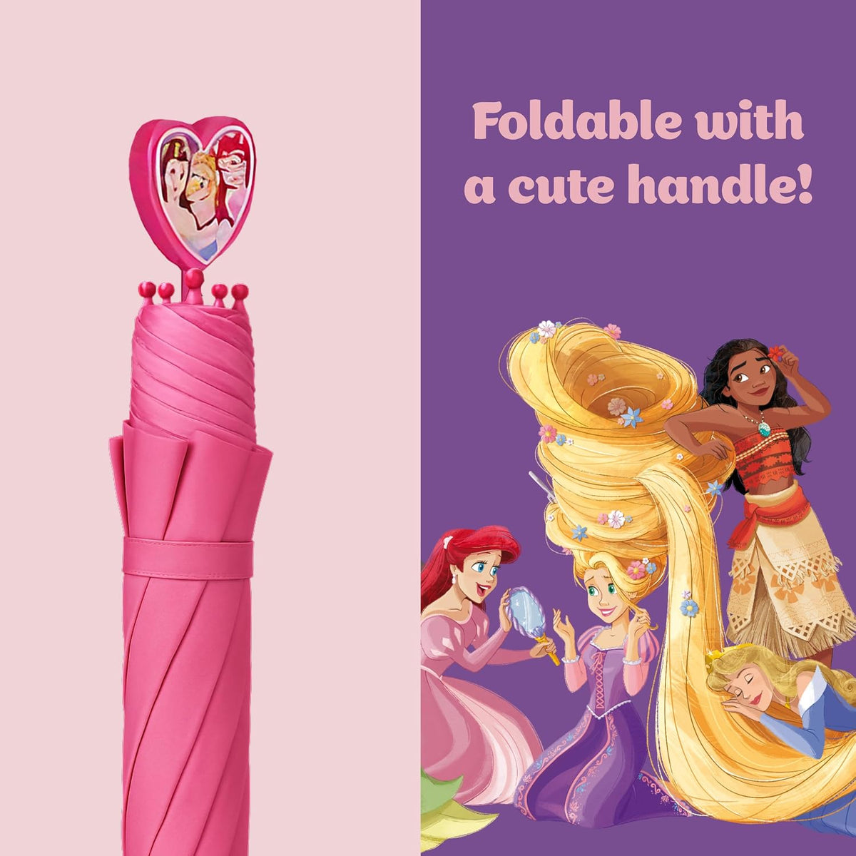 Disney Kids Umbrella, Frozen/Princess/Minnie Mouse Toddler and Little Girl Rain Wear for Ages 3-6
