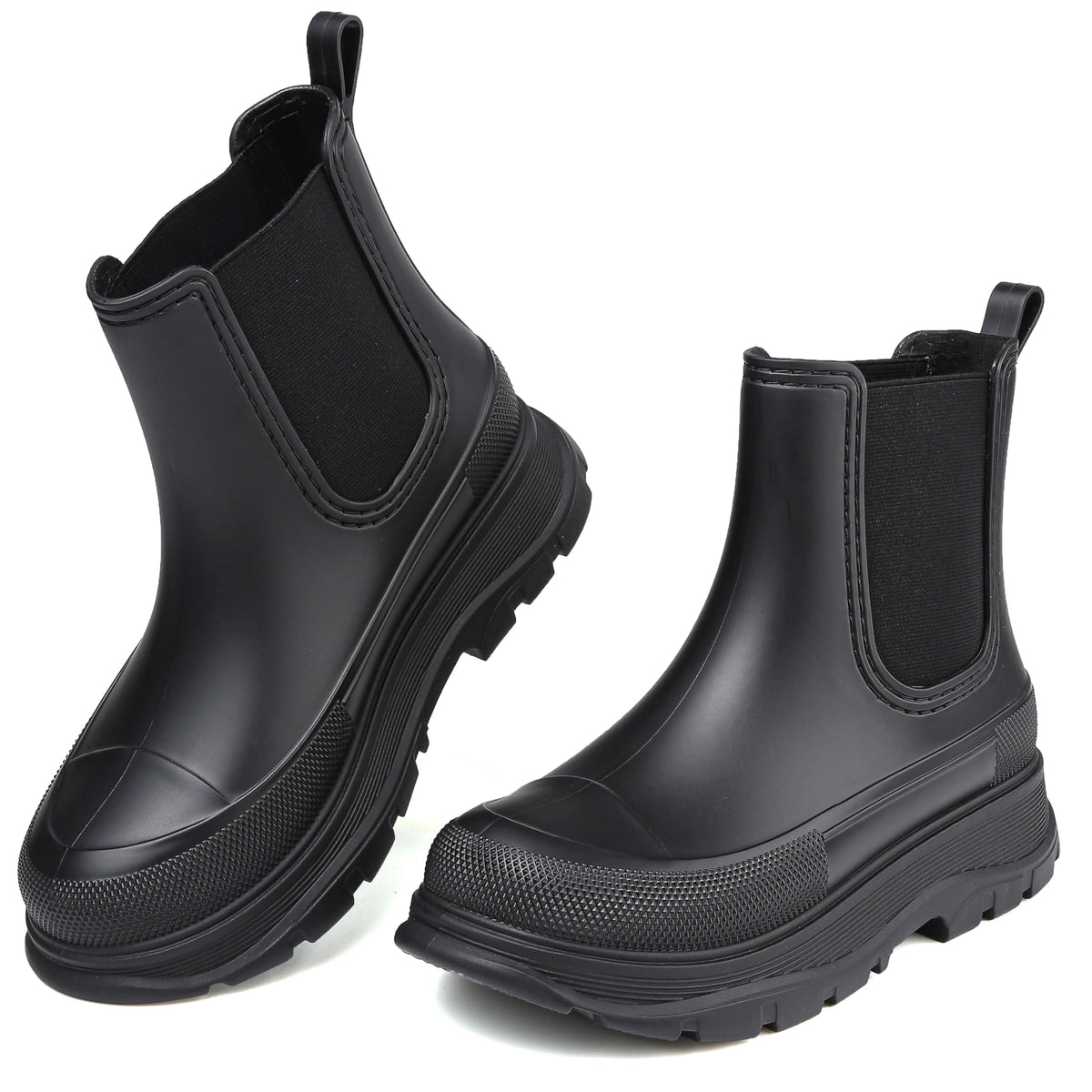 Women's Short Rain Boots Waterproof Slip On Ankle Chelsea Booties