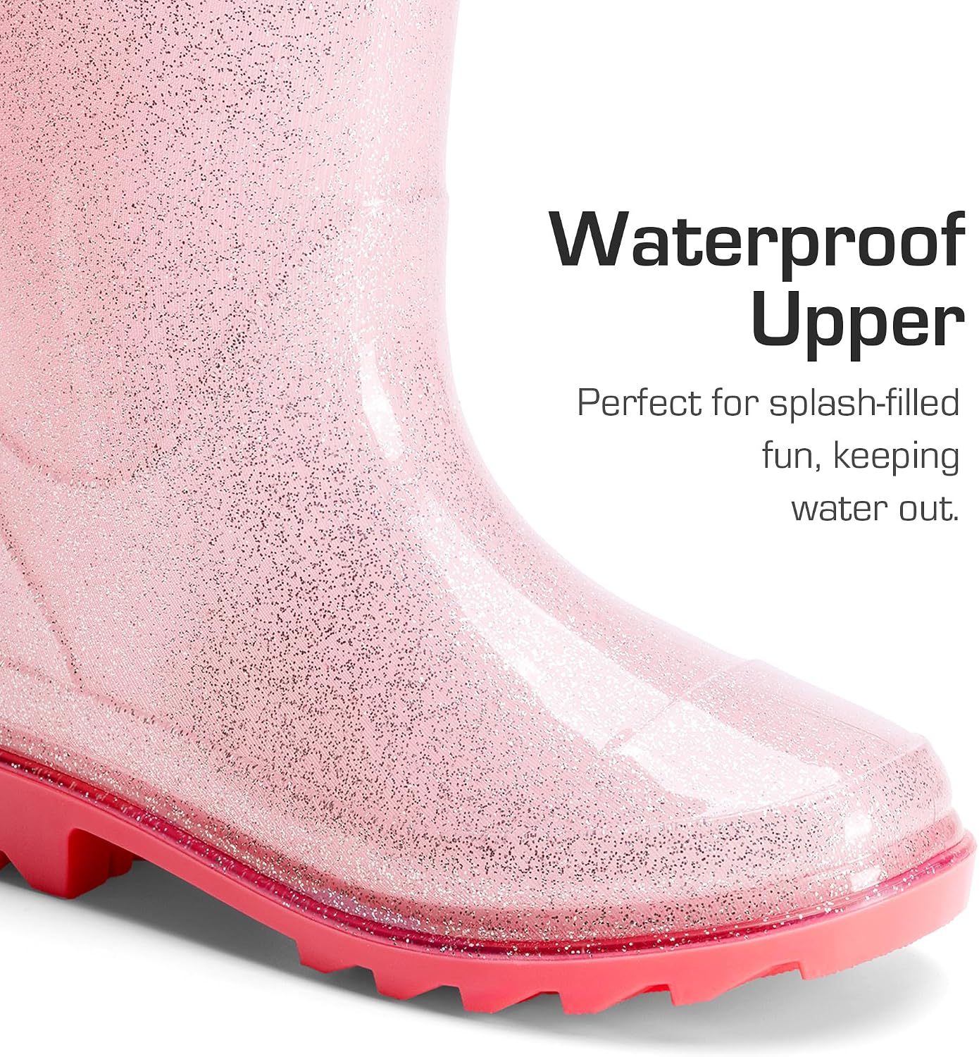 DREAM PAIRS Kids Glitter Rain Boots | Waterproof,Easy-on handles,Lightweight,Non-Slip sole,Rain puddle outdoor play,Girls Boys Toddler