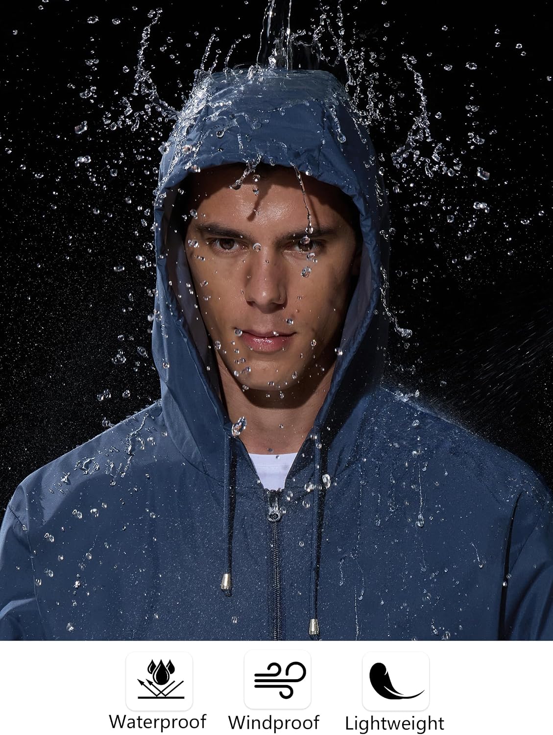 UIQUR Mens Rain Jacket Raincoat Waterproof Windbreaker | Lightweight Packable Design For Hiking, Cycling, Running, Fishing ,Golf,And Other Outdoor Activities