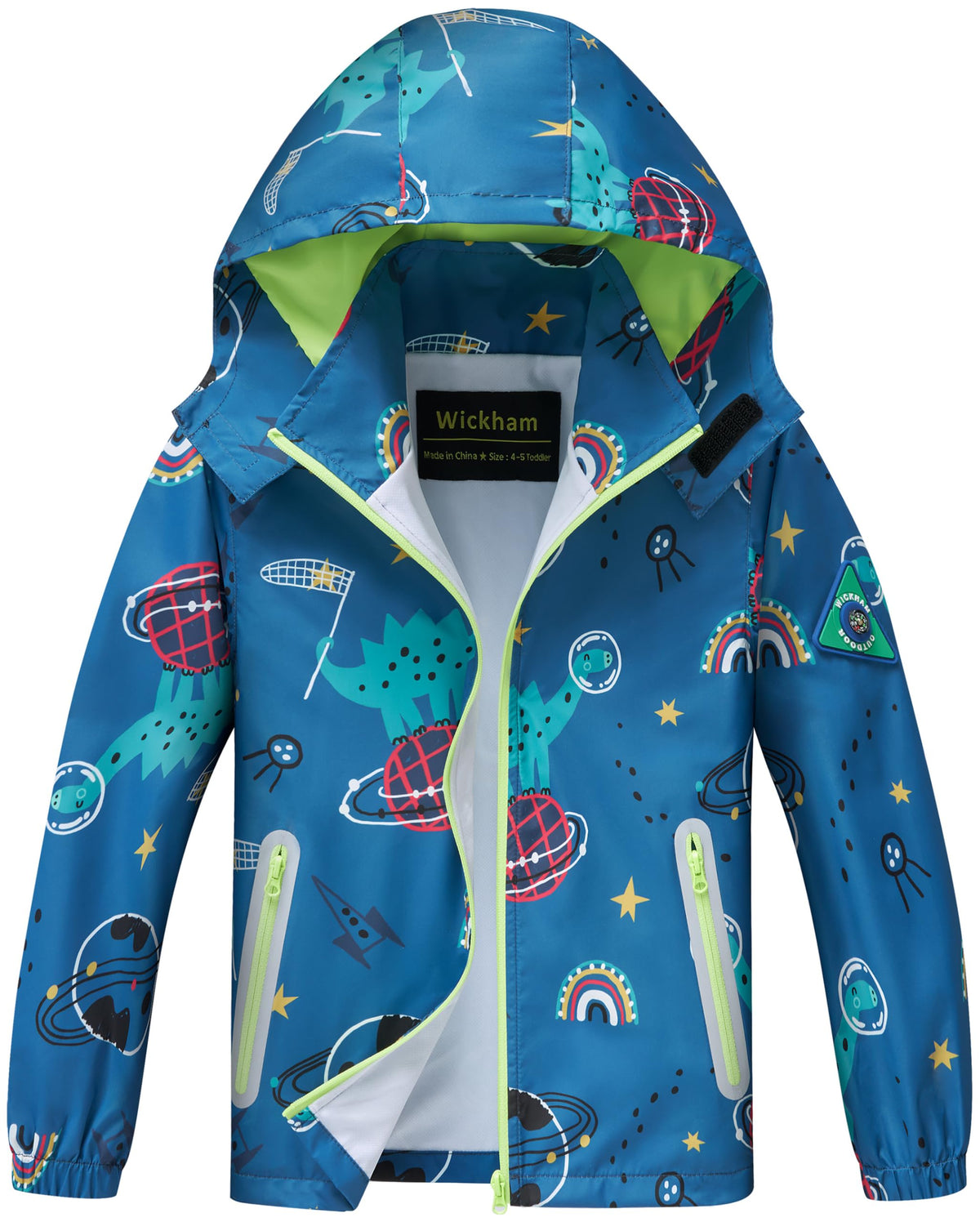WICKHAM Boys Girls Waterproof Rain Jacket Lightweight Hooded Coat | Breathable Mesh Lining, Easy to Fold Design, Comfortable for School and Outdoor Activities