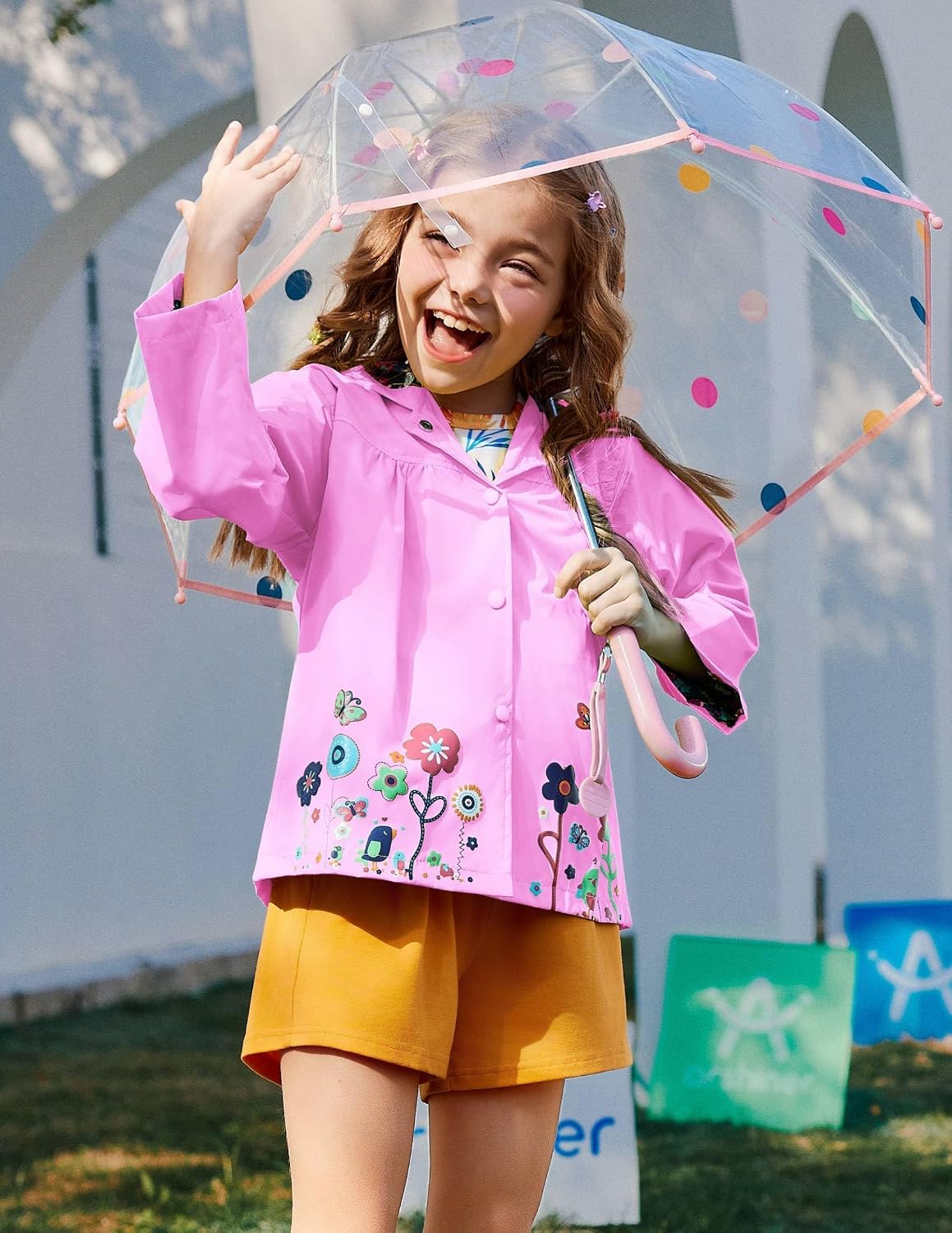 Arshiner Toddler Girls Waterproof Hooded Coat Jacket Outwear Raincoat