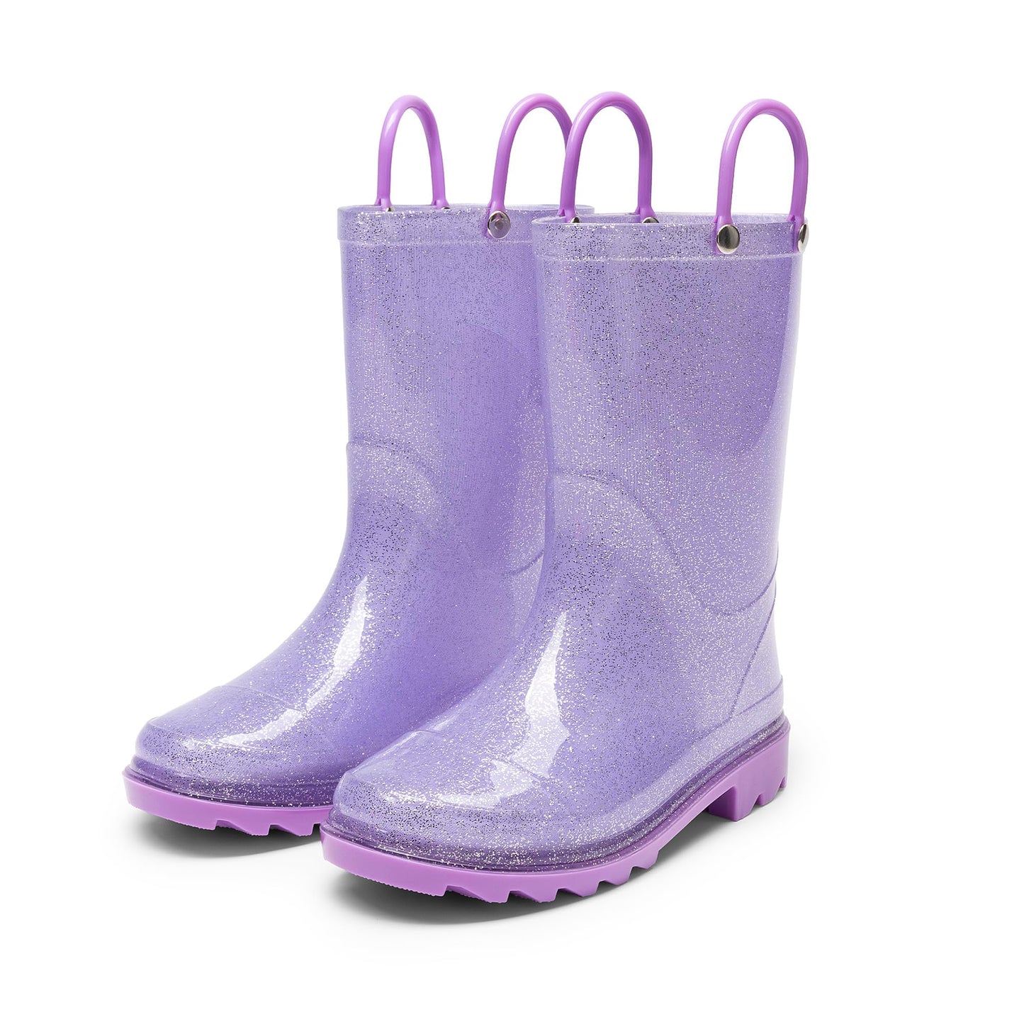 DREAM PAIRS Kids Glitter Rain Boots | Waterproof,Easy-on handles,Lightweight,Non-Slip sole,Rain puddle outdoor play,Girls Boys Toddler