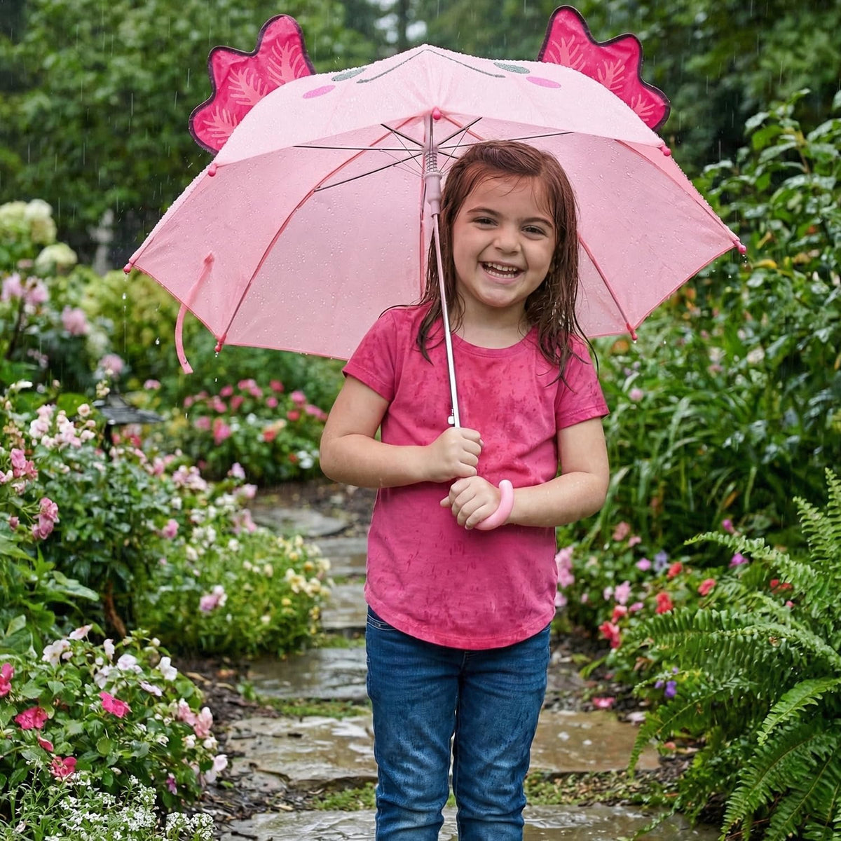 Pink Axolotl Umbrella - 28" (1 Pc) - Perfect for Carnival Prizes & Crane Item