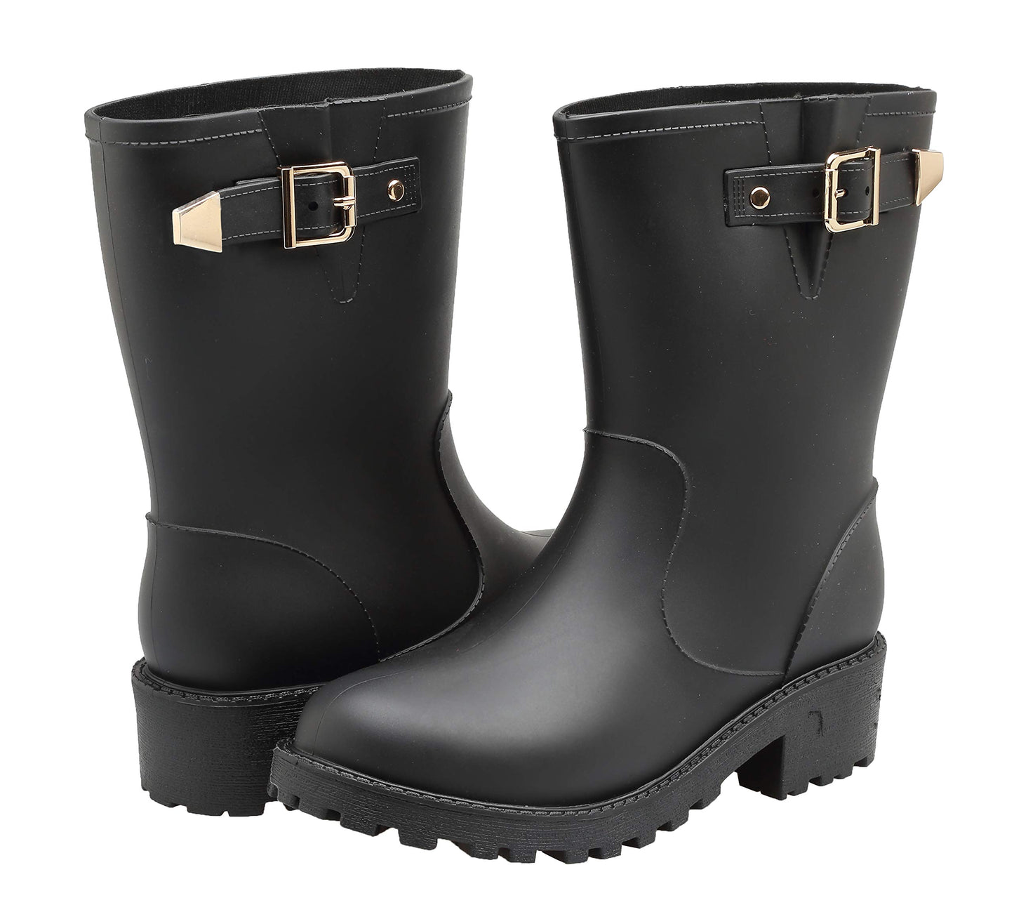 Women's Short Rain Boots Waterproof Slip On Ankle Chelsea Booties