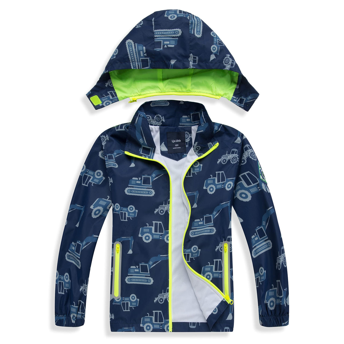 Boys Rain Jacket with Detachable Hood Lightweight Raincoats for Kids
